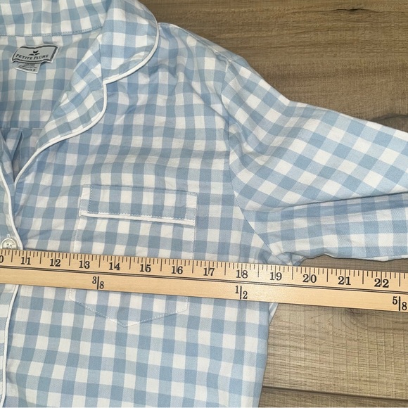 Petite Plume Womens Twill Pajama Set in
Light Blue Gingham Small Classic Sleep - Picture 12 of 16